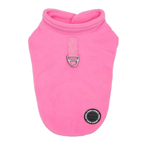 Puppia Lucius Warme Winter-Polar-Fleece-Hemden mit Stehkragen und integriertem Geschirr für kleine und mittelgroße Hunde, Rosa, Größe M von Puppia