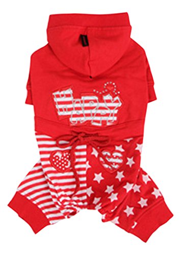 Puppia PAMA-OP958 Happy Star Jogging Sweater, L, rot von Puppia