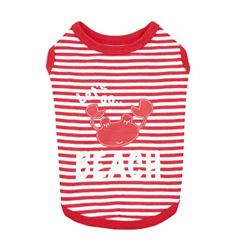 Puppia PAQA-TS1411 Hunde T-Shirt, Beach Party, rot, Small von Puppia