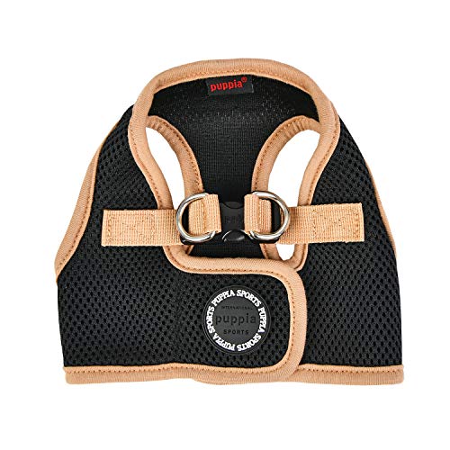 Puppia Soft Harness II - Weiches Westengeschirr für kleine und mittelgroße Hunde - sehr komfortabel und leicht anzuziehen, Schwarz, PUHB1770BKM von Puppia