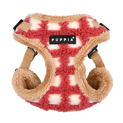 Puppia Stefan Comfort Hundegeschirr Step-In Warm Winter Tumbling Waffelmuster Verstellbarer Hals und Brust für kleine und mittelgroße Hunde, Koralle, Klein von Puppia