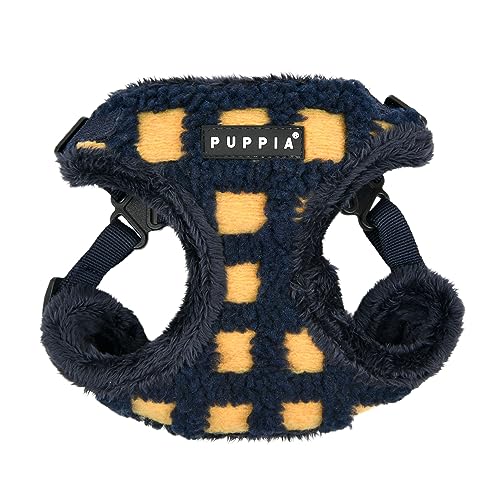 Puppia Stefan Comfort Hundegeschirr Step-In Warm Winter Tumbling Waffelmuster Verstellbarer Hals und Brust für kleine und mittelgroße Hunde, Marineblau, Größe M von Puppia