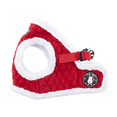 Puppia Weihnachtsgeschirr - Weiches Westengeschirr für Weihnachten -Geschirr für kleine und mittelgroße Hunde - Rot Kariert, PAQD-AH1470-RD-XL, XL von Puppia