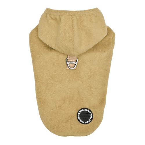 Puppia Zuko Warme Winter-Kapuzen-Fleece-Hemden mit integriertem Geschirr für kleine und mittelgroße Hunde, Beige, Größe L von Puppia