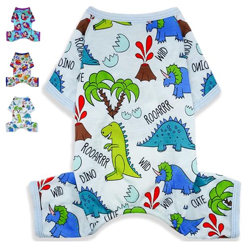 Hundebekleidung für Welpen, Dinosaurier, Größe M, Blau von Puppishy