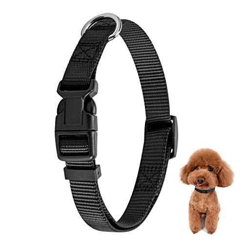 PuppyDoggy Verstellbares Hundehalsband Nylon Halsbänder, Martingalhalsband für Hunde mit Schnellverschluss, Klassisches Hundehalsband für Kleine, Mittelgroße, Große Hunde (Klein 1 Packung, Schwarz) von PuppyDoggy