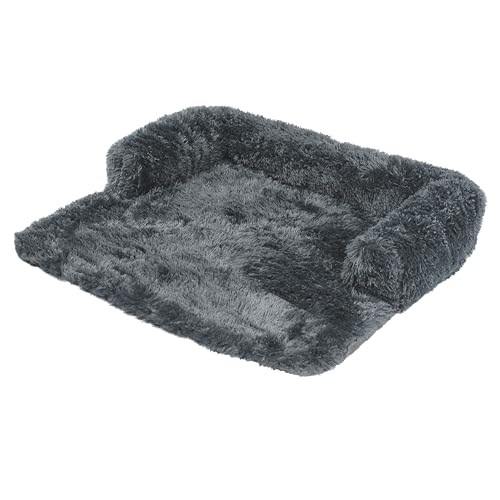 Flauschige Plüsch Hundebetten Katzenbett, Hundebett Couch für Sofaschutz, Hundematte, Haustierbett für Große Mittelgroße Hunde und Katzen, Waschbar rutschfest Hundekissen (M ( 90x80CM), Dunkelgrau) von PuppyJoy