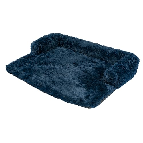 Flauschige Plüsch Hundebetten Katzenbett, Hundebett Couch für Sofaschutz, Hundematte, Haustierbett für Große Mittelgroße Hunde und Katzen, Waschbar rutschfest Hundekissen (XL (120x95CM), Dunkelblau) von PuppyJoy