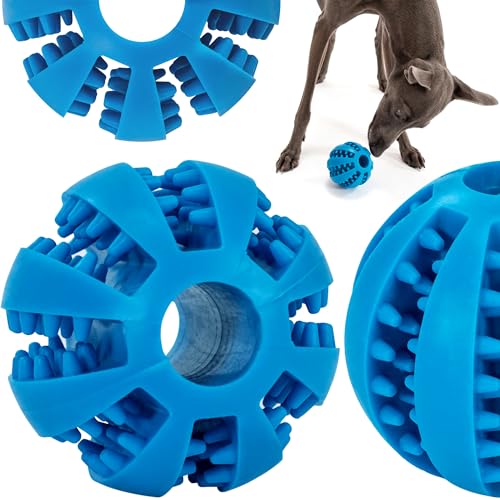 PuppyJoy Futterball für Hunde | Hundespielzeug Intelligenz Ball | Hundeball für Kleine Mittelgroße Große Hunde | Welpenspielzeug | Zahnpflege Hunde Spielsachen (Blau) von PuppyJoy