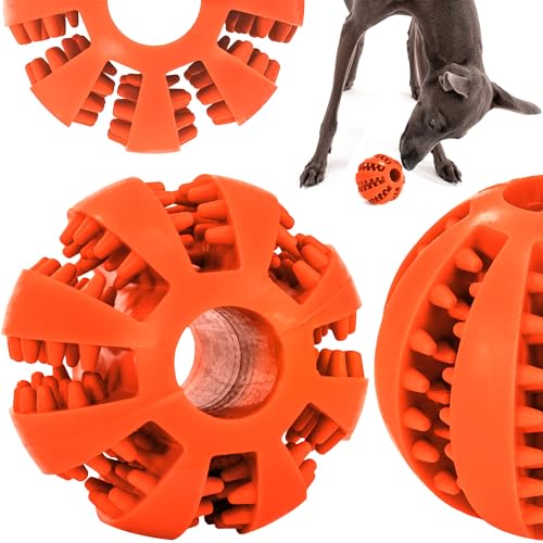 PuppyJoy Futterball für Hunde | Hundespielzeug Intelligenz Ball | Hundeball für Kleine Mittelgroße Große Hunde | Welpenspielzeug | Zahnpflege Hunde Spielsachen (Orange) von PuppyJoy