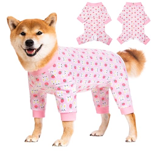 Pupsooft Hunde-Genesungsanzug für kleine, mittelgroße und große Hunde, Haustier-Einteiler nach Operationen, Komfort-Hundebody, Anti-Lecken (4XL, rosa Hase) von Pupsooft