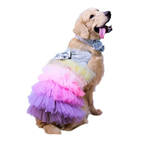 Puptail Hundekleid mit schöner Schleife, Welpenkleid, Haustierbekleidung, Hundekleidung für kleine und große Hunde und Katzen, Größe L, mehrfarbig von Puptail