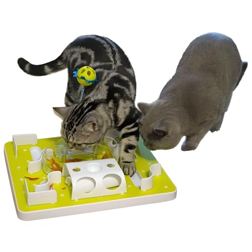 Purekatzenliebe Verstellbares Fummelbrett für Katzen, Katzen beschäftigung, intelligenzspielzeug für Katzen, Interaktives Snackspielzeug für Katzen, Katzen-Futterstation Puzzle, Activity Board Katze von Purekatzenliebe