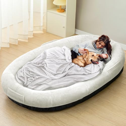 Purelax Human Dog Bed – Aufblasbares Hundebett für Menschen, 177,8 x 104,1 x 24,9 cm, riesiges Hundebett für Erwachsene und Haustiere, stützendes, aufblasbares Haustierbett mit abnehmbarem waschbarem von Purelax