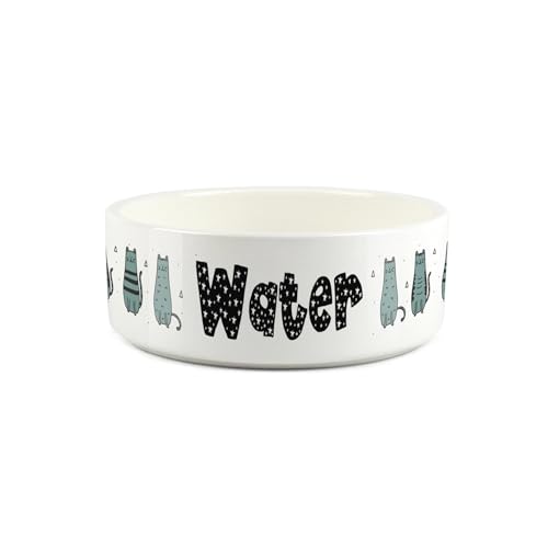 Cartoon Cat Pet Bowl - Neuheit Katze Geschenk Kleine Keramik Wassernapf - Weißer Wassernapf für Katzen von Purely Home