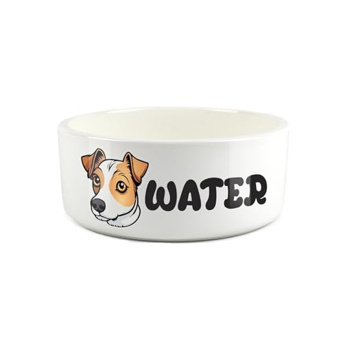 Jack Russell Futternapf – Cartoon Terrier Hund Portrait Große Keramik Wassernapf – Neuheit Weiß Wassernapf für Hunde von Purely Home