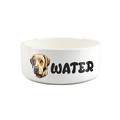 Labrador Futternapf – Cartoon-Hundeporträt großer Keramik-Wassernapf – Neuheit weißer Wassernapf für Hunde von Purely Home