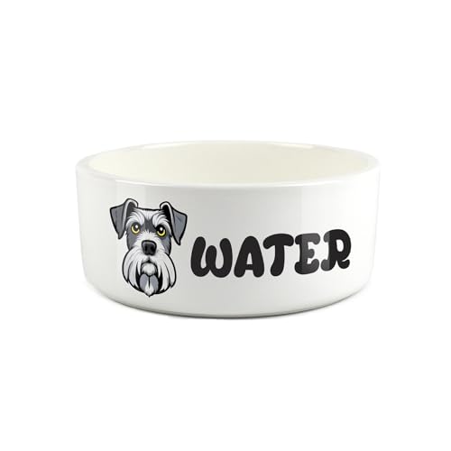 Miniatur-Schnauzer-Futternapf – Cartoon-Hundeporträt großer Keramik-Wassernapf – Neuheit weißer Wassernapf für Hunde von Purely Home