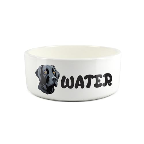 Schwarzer Labrador Futternapf – Cartoon-Hundeporträt großer Keramik-Wassernapf – Neuheit weißer Wassernapf für Hunde von Purely Home