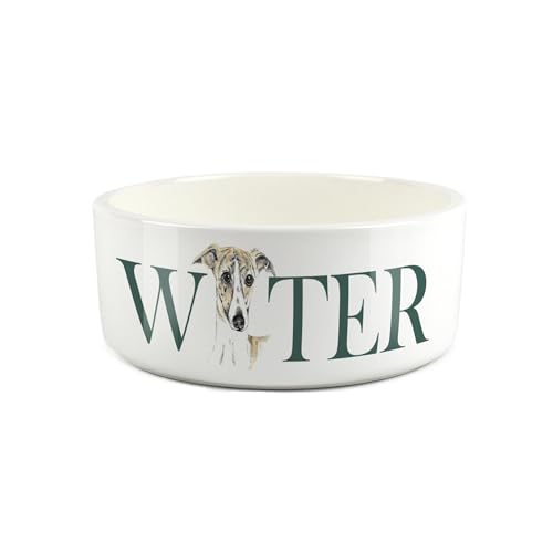 Whippet Pet Bowl – Großer Keramik-Wassernapf – Weißer Wassernapf für Hunde von Purely Home