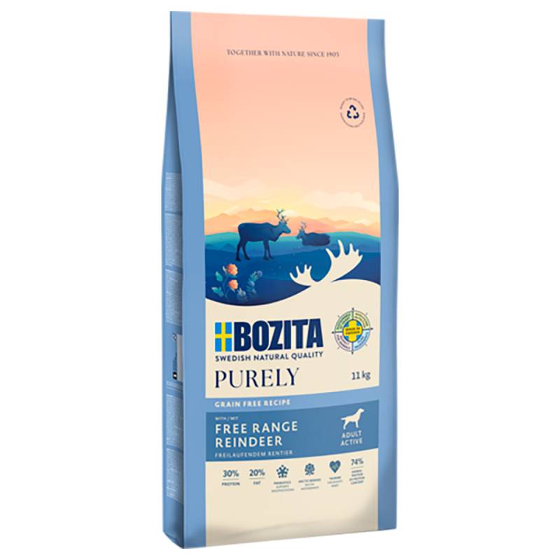 11 kg Bozita Dog Purely Grain Free zum Sonderpreis! - Adult Active Rentier von Purely