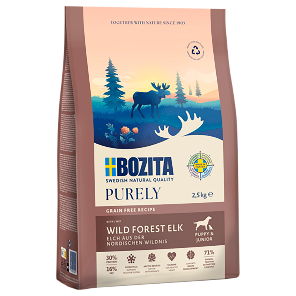 2 x 2,5 kg Bozita Dog Purely Grain Free zum Sonderpreis! - Elch Puppy & Junior von Purely