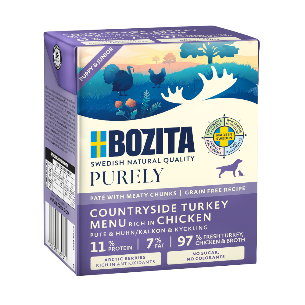 Bozita Purely Paté 6 x 370 g - Puppy & Junior mit Pute von Purely