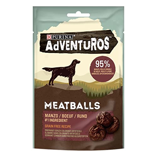 Purina Adventuros High Meat Meatballs Snacks für Hunde, 7 Packungen à 70 g, 1 Stück (7 Stück) von Purina Cat Chow