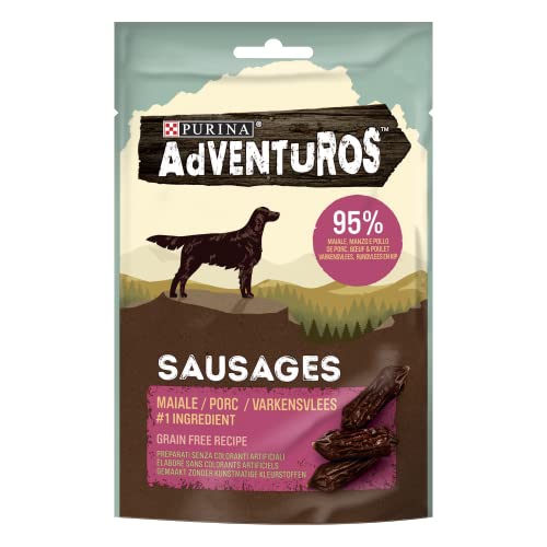 Purina Adventuros High Meat Sausages Snack für Hunde, 7 Packungen à 70 g, 1 Stück (Packung mit 7 Stück) von Purina Cat Chow