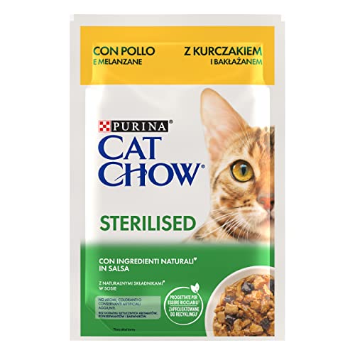 Purina Cat Chow Nassfutter für Katzen, sterilisiert, mit Huhn, 26 Beutel à 85 g von Purina Cat Chow