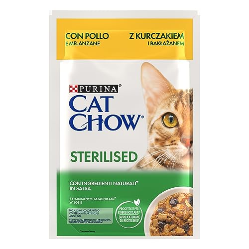 Purina Cat Chow Nassfutter für Katzen, sterilisiert, mit Huhn, 85 g von Purina Cat Chow