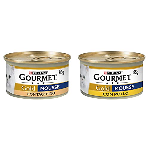 Purina Gourmet Gold Feuchtigkeit Katzen-Mousse mit Truthahn, 24 Dosen à 85 g, 24 x 85 g & Katzennahrung, Mousse mit Huhn, Packung mit 24 Dosen mit jeweils 85 g von Purina Gourmet Gold