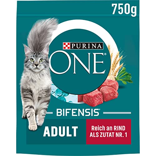 PURINA ONE BIFENSIS Adult Katzenfutter trocken, reich an Rind, 6er Pack (6 x 750g) von PURINA ONE