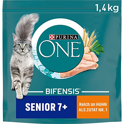 PURINA ONE BIFENSIS Senior 7+ Katzenfutter trocken, reich an Huhn, 6er Pack (6 x 1,4kg) von PURINA ONE