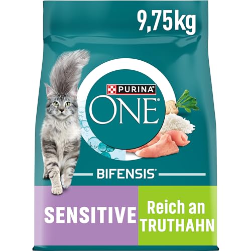 PURINA ONE BIFENSIS Sensitive Katzenfutter trocken, reich an Truthahn, 1er Pack (1 x 9,75kg) von PURINA ONE