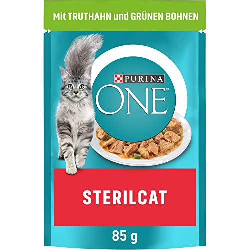 PURINA ONE STERILCAT Katzenfutter nass, zarte Stückchen in Sauce für sterilisierte Katzen, mit Truthahn, 26er Pack (26 x 85g) von PURINA ONE