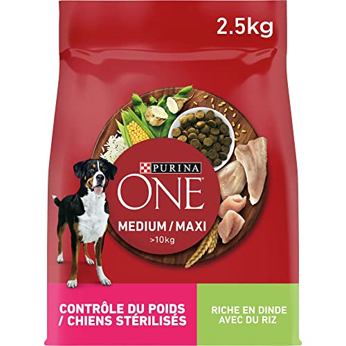 PURINA ONE Medium/Maxi > 10 kg | Gewichtskontrolle sterilisierte Hunde | Reich an Truthahn für Hunde | Erwachsene | Beutel mit 2,5 kg von PURINA ONE