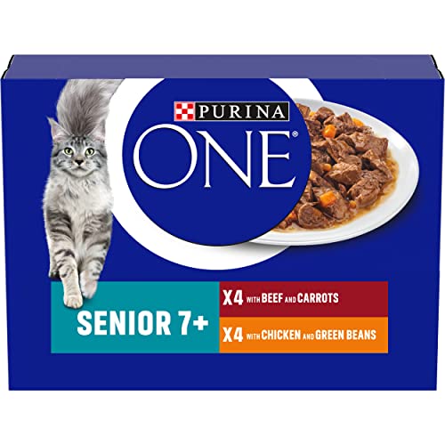 PURINA ONE Senior 7+ Mini Filets Huhn und Rind Katzenfutter Nassfutter 8x85g von PURINA ONE