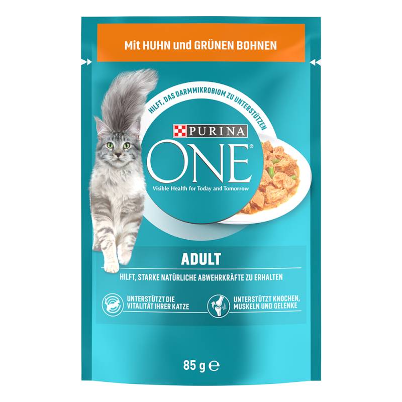 20 + 6 gratis! 26 x 85 g PURINA ONE - Adult: Huhn/grüne Bohnen von Purina One