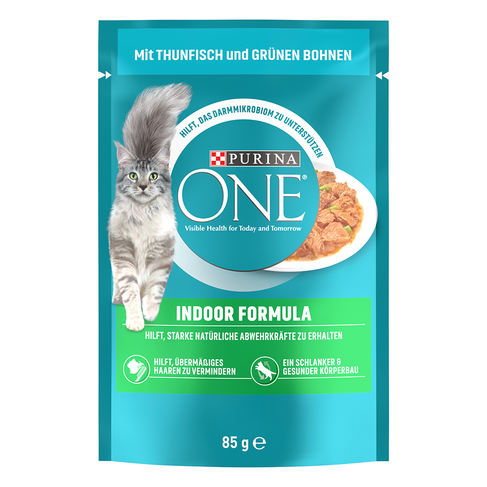 20 + 6 gratis! 26 x 85 g PURINA ONE - Indoor Formula mit Thunfisch & grünen Bohnen von Purina One