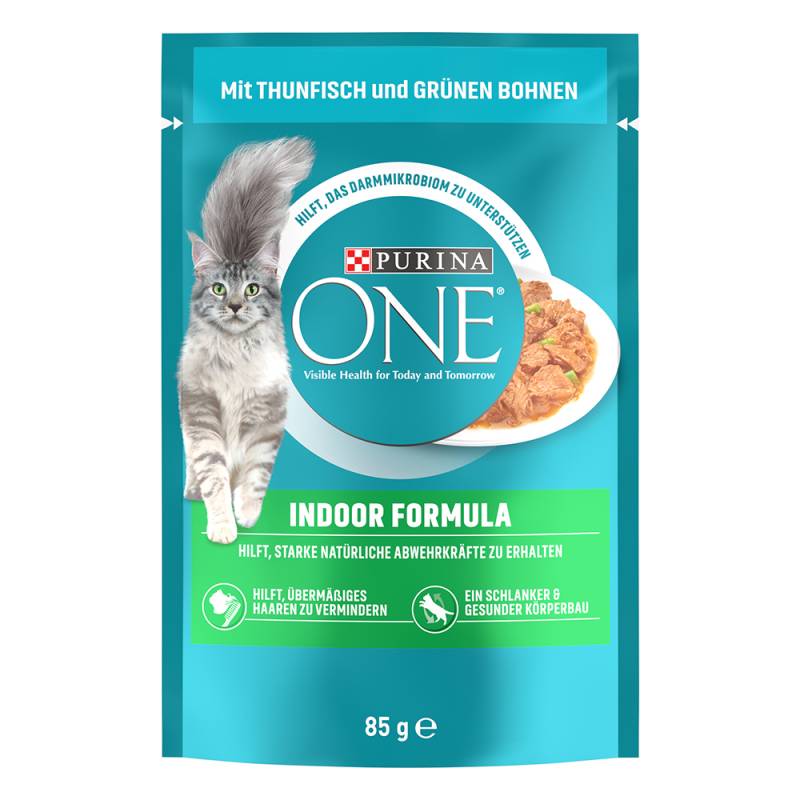 20 + 6 gratis! 26 x 85 g PURINA ONE - Indoor Formula mit Thunfisch & grünen Bohnen von Purina One