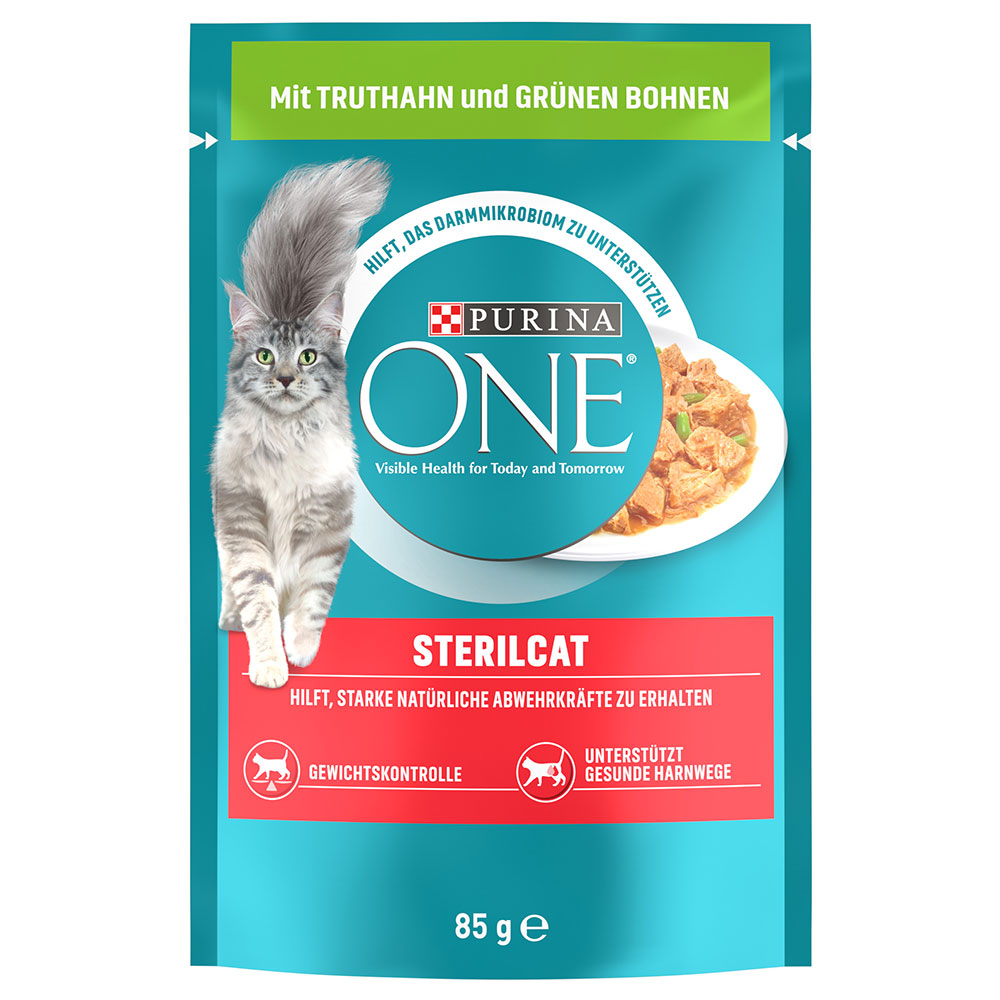 20 + 6 gratis! 26 x 85 g PURINA ONE - SterilCat: Truthahn/grüne Bohnen von Purina One