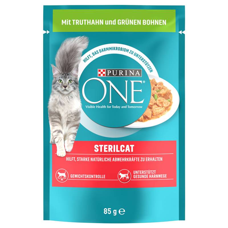 20 + 6 gratis! 26 x 85 g PURINA ONE - SterilCat: Truthahn/grüne Bohnen von Purina One