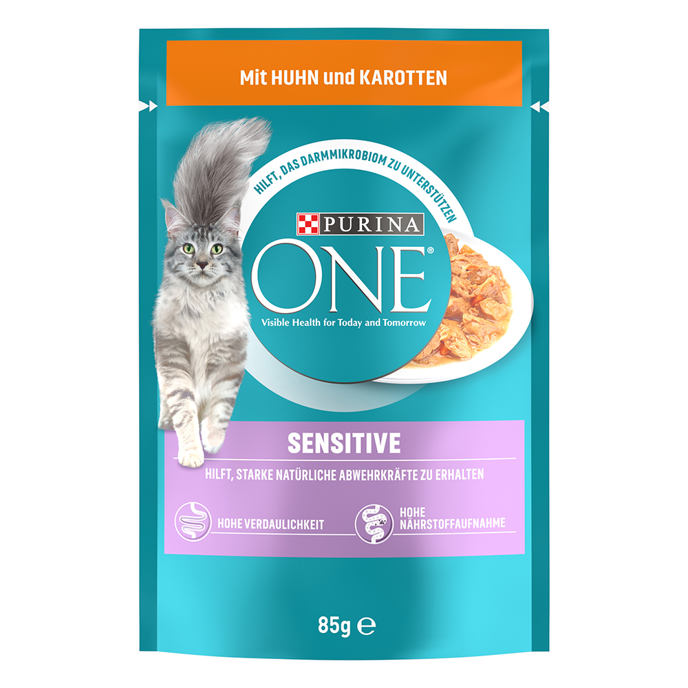 20 + 6 gratis! 26 x 85 g Purina ONE - Sensitive: Huhn & Karotten von Purina One