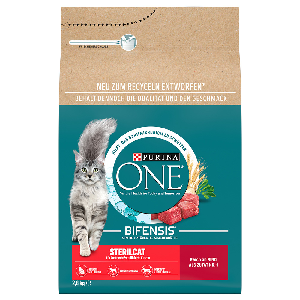 4 x 2,8 kg Purina ONE zum Sonderpeis! - SterilCat Rind von Purina One