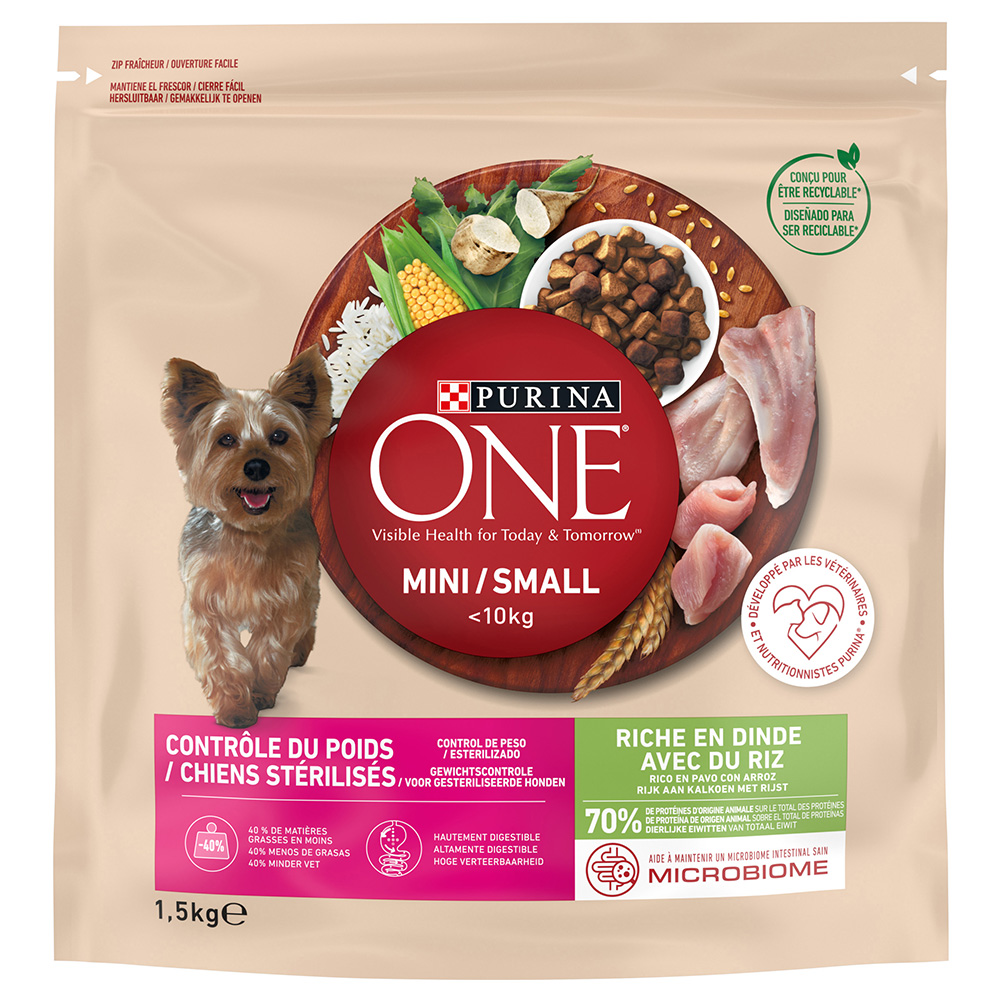 7 kg / 9 kg / 12 kg PURINA ONE zum Sonderpreis! - 9 kg Mini Weight Control / Sterilised Truthahn & Reis (6 x 1,5 kg) von Purina One