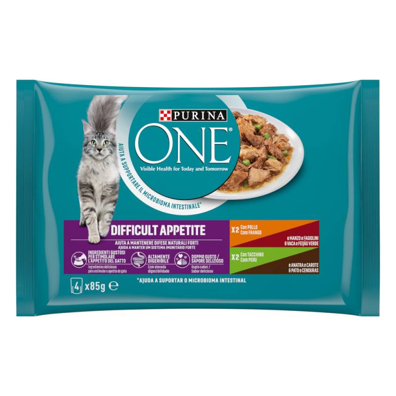 PURINA ONE Difficult Appetite - Huhn & Truthahn 4 x 85 g von Purina One