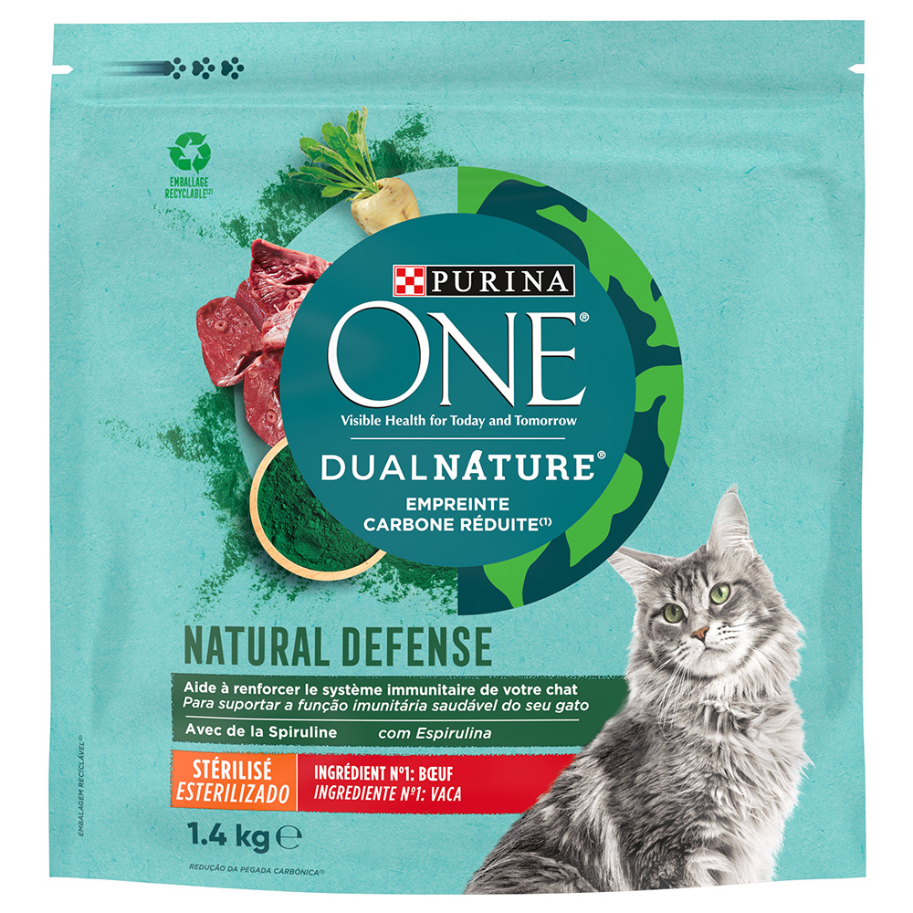 PURINA ONE Dual Nature Sterilized Rind mit Spirulina - Sparpaket: 3 x 1,4 kg von Purina One