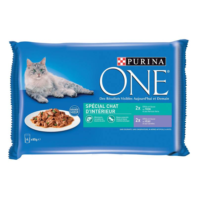 PURINA ONE Junior 4 x 85 g -  Indoor Thunfisch und Kalbfleisch von Purina One