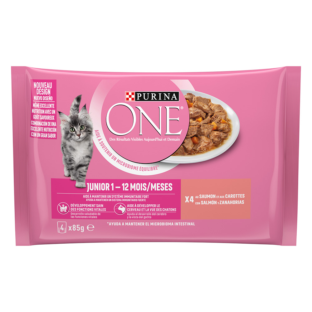 PURINA ONE Junior 4 x 85 g - Junior Lachs & Karotten von Purina One